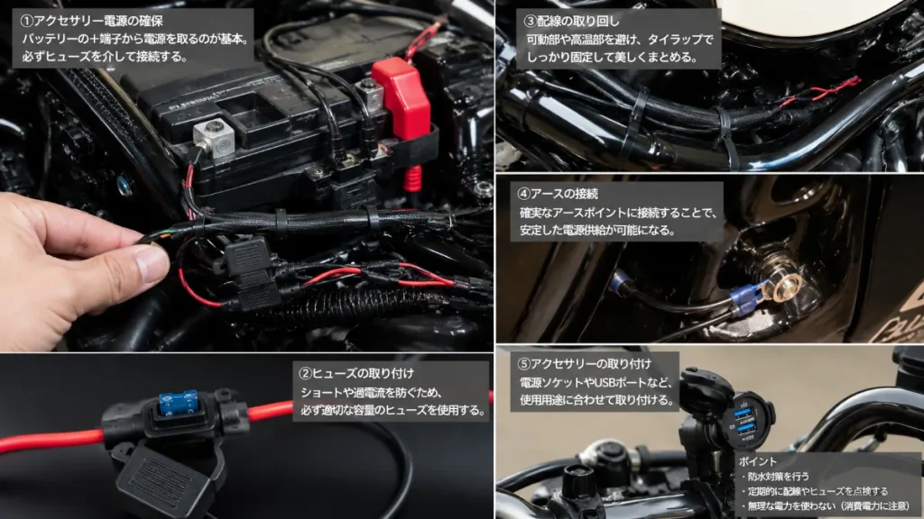 ハーレーのアクセサリー電源の取り方｜3つの方法をわかりやすく解説