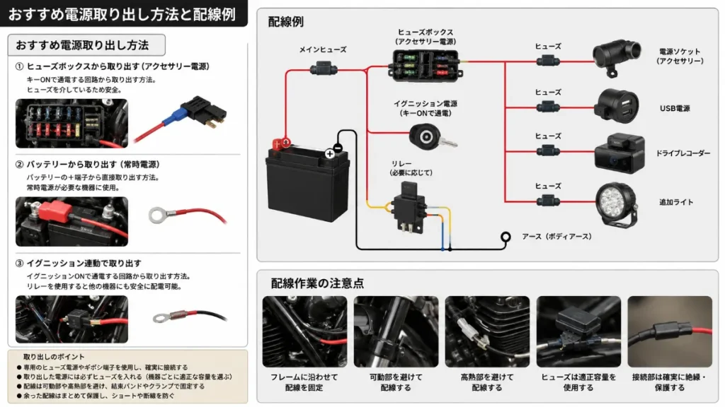 【目的別】おすすめ電源取り出し方法と配線例